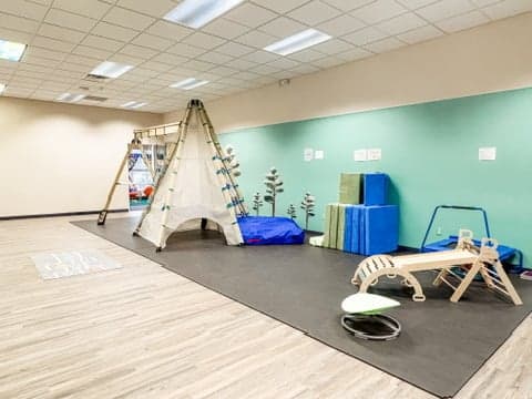 Therapy gym with climbing structure