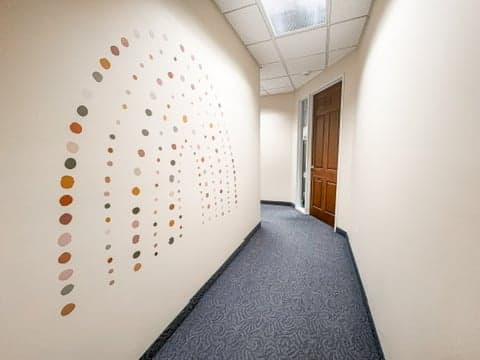 Hallway with wall art