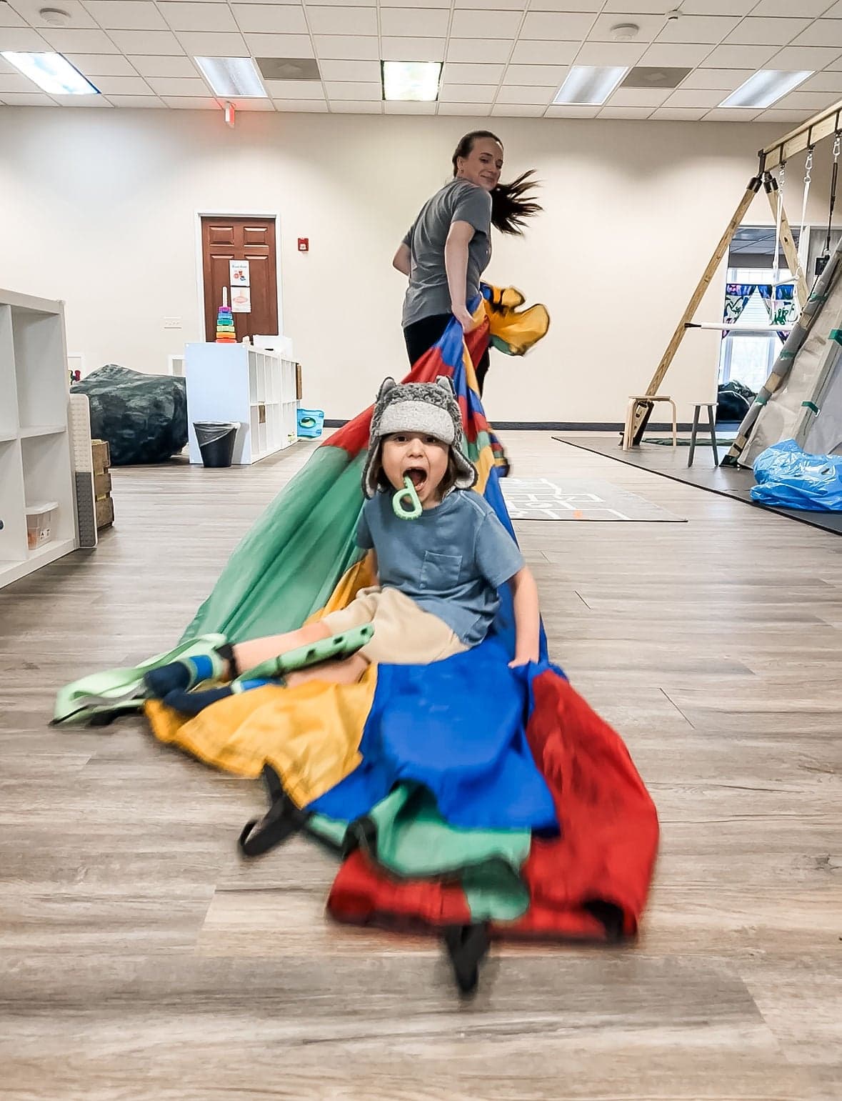Parachute play therapy session