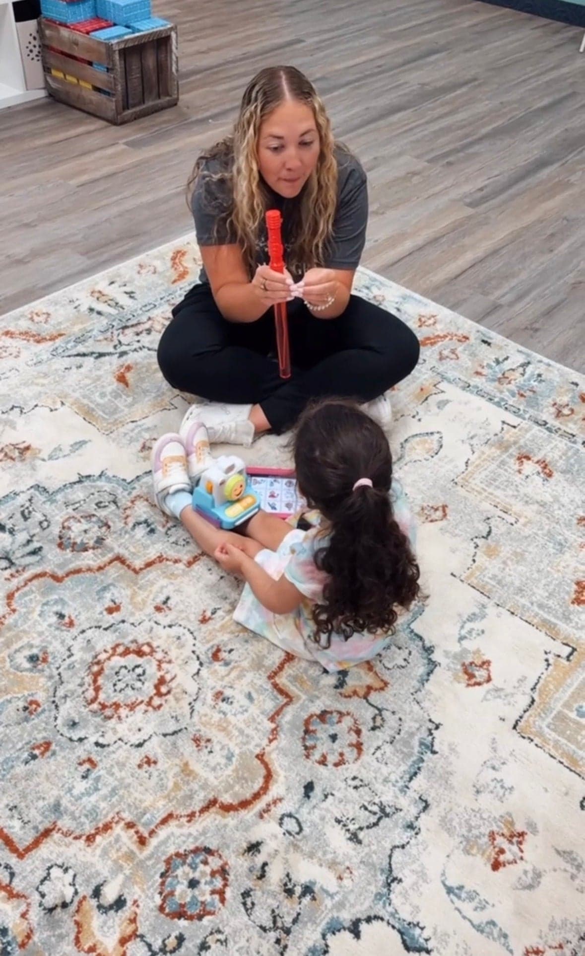 Speech therapy bubbles session
